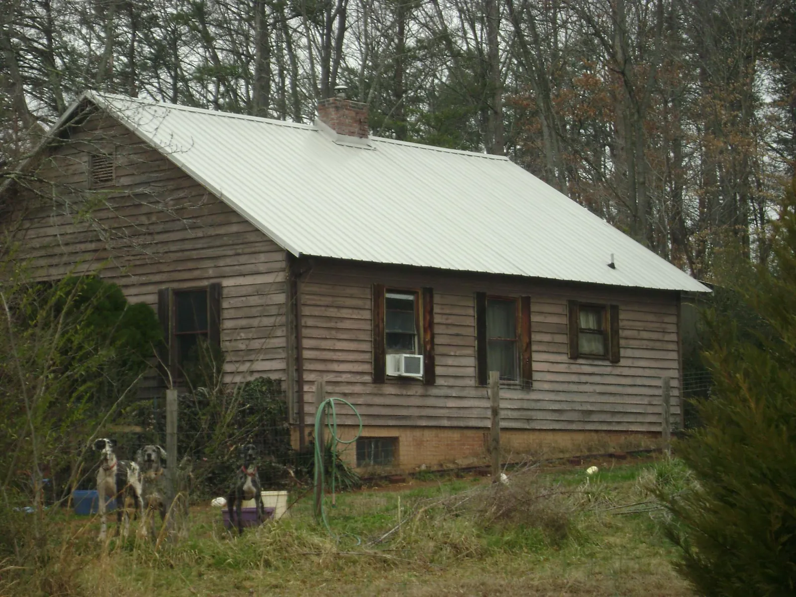 White metal roof on an old wood sided farmhouse, from a Asphalt Shingle Roof Repair job in Milner